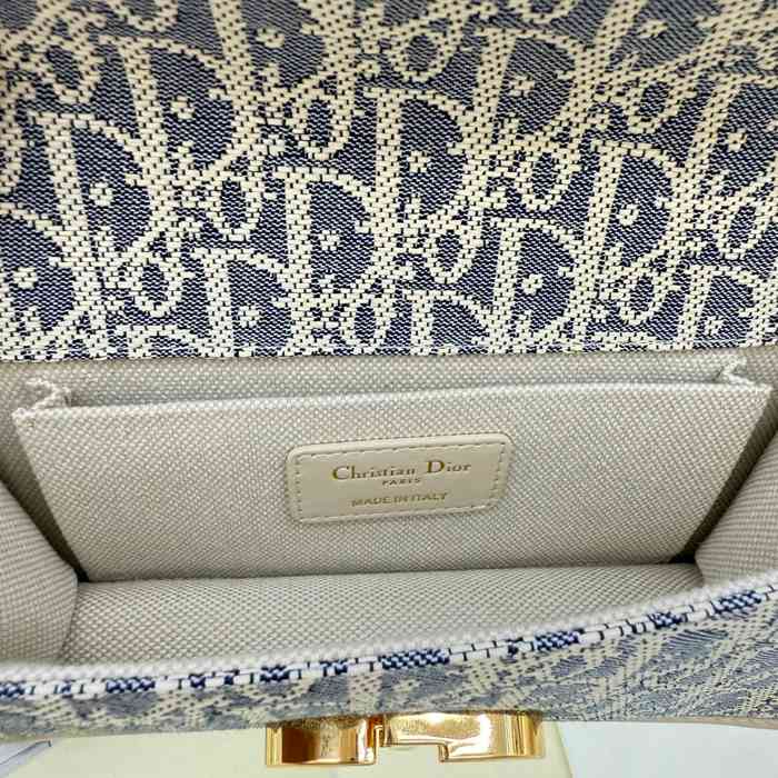 DIOR チェーン プリント、刺繍、フラワー ブルー、ベージュ ショルダーバッグ、チェーンバッグ 小 21.5x12.0x6.0cm サイズ:21.5x12cm
