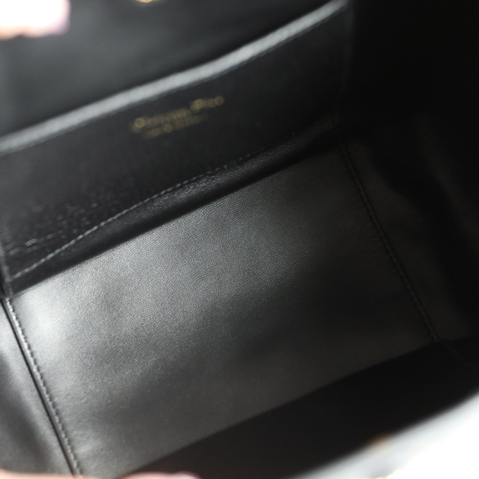 DIOR カーフレザー、レザー レター ブラック、ゴールド 斜め掛けバッグ、ショルダーバッグ、ハンドバッグ 小 ヴィンテージ 21.0x19.0x11.0cm サイズ:21x19x11cm