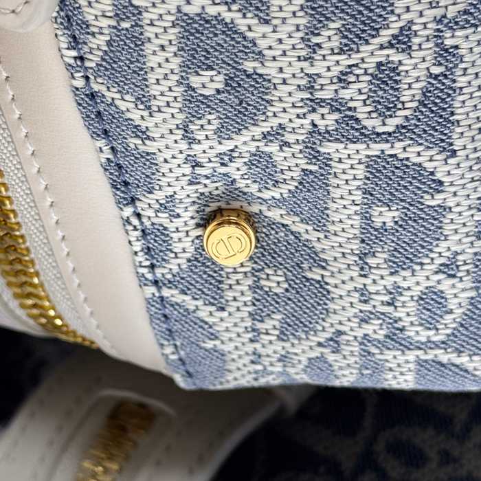 DIOR 2416SIZE モノグラム、レター、フラワー ブルー、ゴールド 斜め掛けバッグ、ショルダーバッグ、ハンドバッグ 小 クラシック サイズ:25.5x14.5x14cm