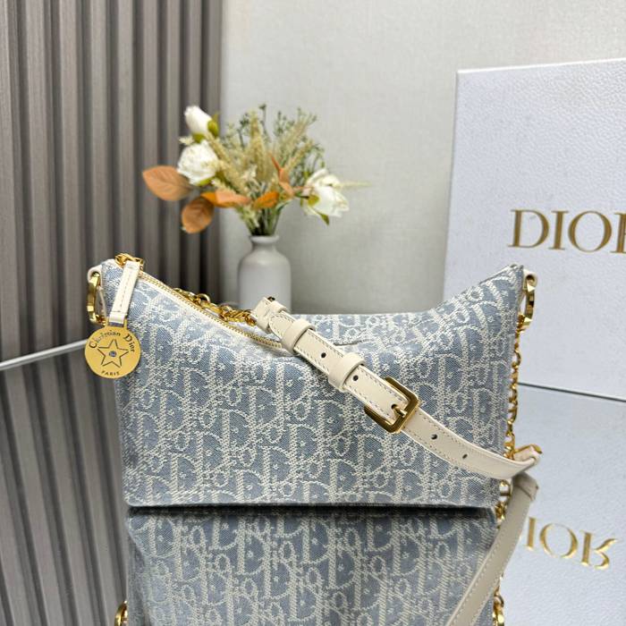 DIOR 3202 カーフレザー、スエード、レザー プリント、レター、フラワー ブルー、ゴールド、ベージュ ショルダーバッグ、ハンドバッグ、チェーンバッグ 新作 クラシック サイズ:28.5x14.5x10cm