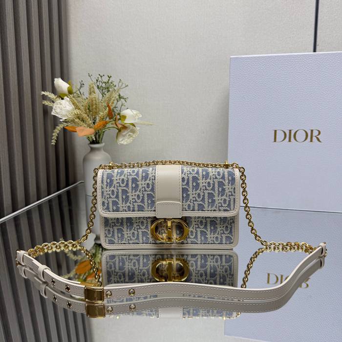 DIOR 9207 カーフレザー、チェーン レター ホワイト、ブルー ショルダーバッグ、チェーンバッグ 小 クラシック 21.0x12.0x6.0cm サイズ:21x12cm