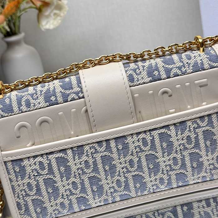 DIOR 9207 カーフレザー、チェーン レター ホワイト、ブルー ショルダーバッグ、チェーンバッグ 小 クラシック 21.0x12.0x6.0cm サイズ:21x12cm