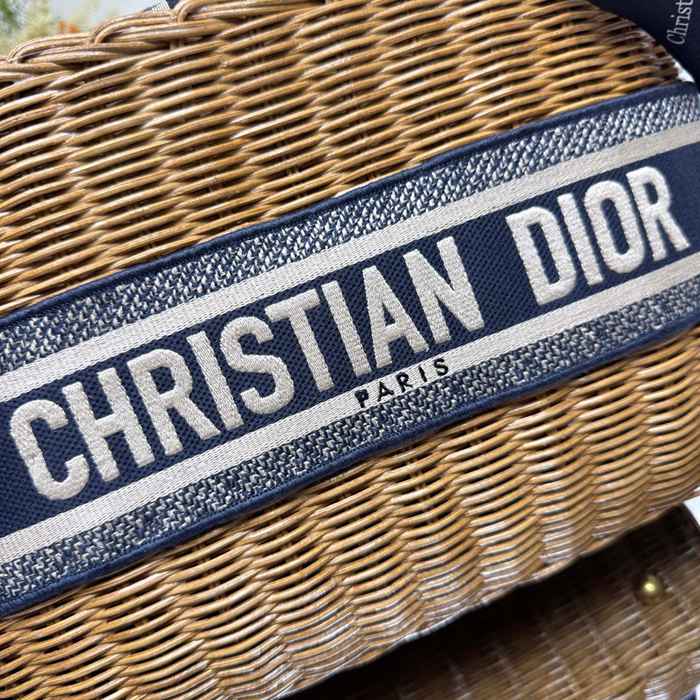 DIOR 8311 編み、オブリーク プリント、刺繍、フラワー ブルー 斜め掛けバッグ、ショルダーバッグ、ハンドバッグ クラシック サイズ:28x21x12cm