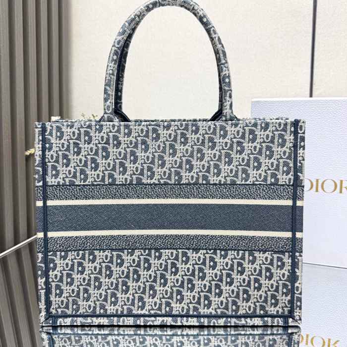 DIOR 1286 ストライプ、刺繍、レター ブルー、ベージュ ハンドバッグ、トートバッグ 中 36.0x27.5x16.5cm サイズ:36x27.5x16.5cm