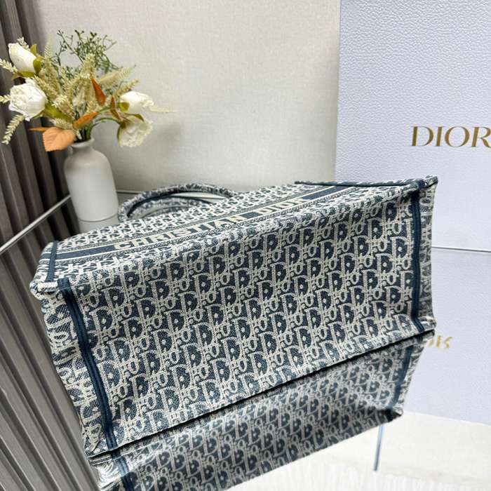 DIOR 1286 ストライプ、刺繍、レター ブルー、ベージュ ハンドバッグ、トートバッグ 中 36.0x27.5x16.5cm サイズ:36x27.5x16.5cm