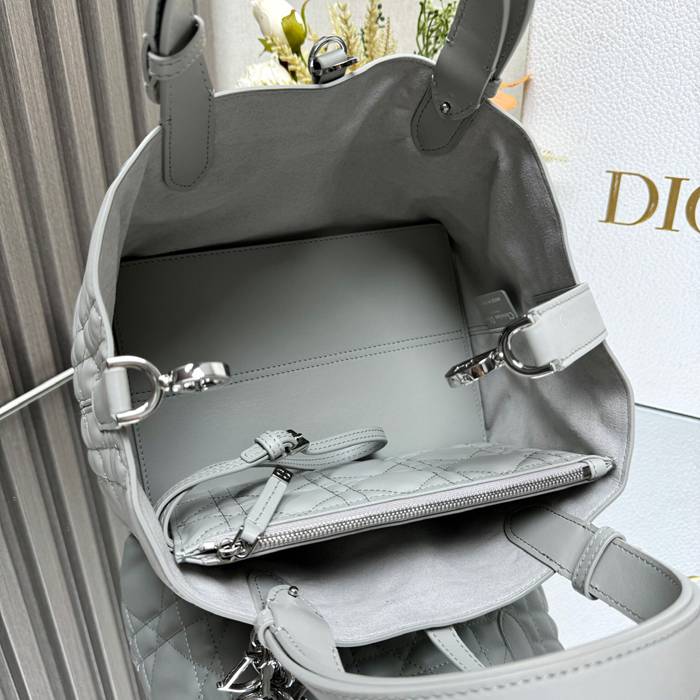 DIOR 2822 カーフレザー、レザー グレンチェック、レター ホワイト、グレー ハンドバッグ、ハンドバッグ 小 新作 23.0x15.0x15.0cm サイズ:23x15x15cm