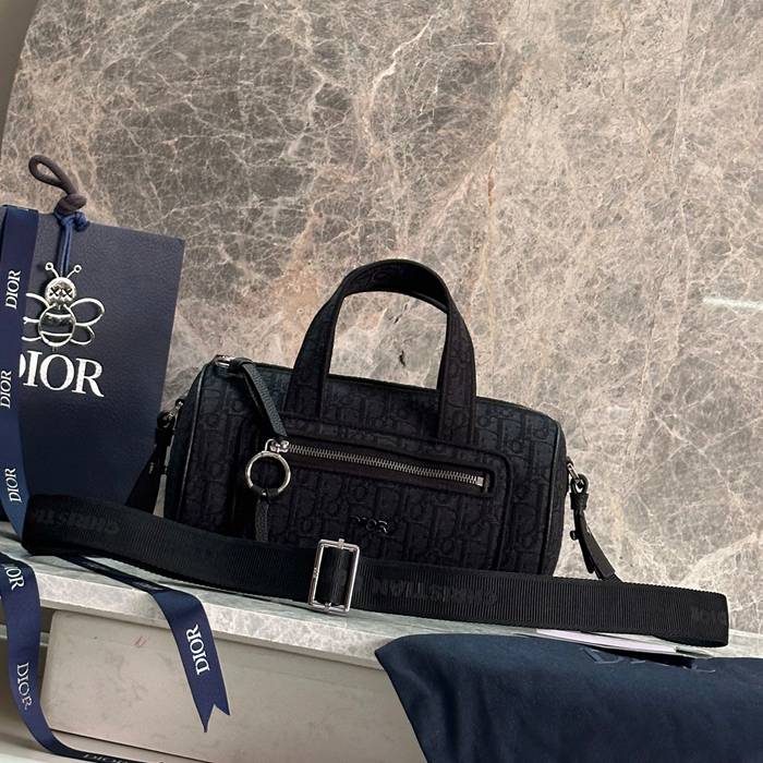 DIOR カーフレザー、ナイロン、レザー プリント、レター、フラワー ブラック、ゴールド、ベージュ 斜め掛けバッグ、ショルダーバッグ、ハンドバッグ 新作 クラシック サイズ:26x14.5x14cm