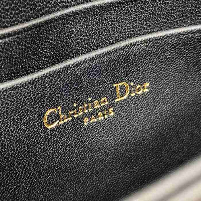 DIOR ラムレザー、チェーン レター ブラック、シルバー ハンドバッグ、チェーンバッグ クラシック 21.0x11.0x5.0cm サイズ:21x11cm