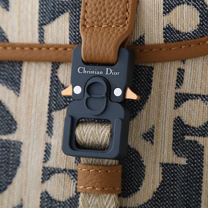 DIOR カーフレザー、レザー、オブリーク プリント、刺繍、レター ブルー、ブラウン、ゴールド ショルダーバッグ ミニ クラシック サイズ:24x18cm
