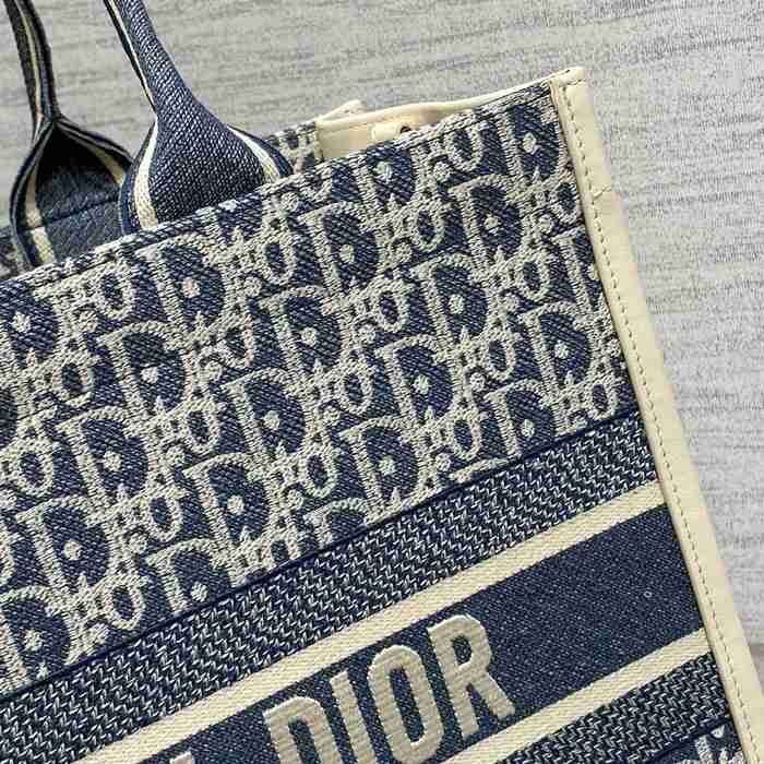 DIOR 8005 カーフレザー 刺繍、レター ホワイト、ブルー 斜め掛けバッグ、トートバッグ 中 クラシック 36.0x27.0x16.0cm サイズ:36x27x16cm