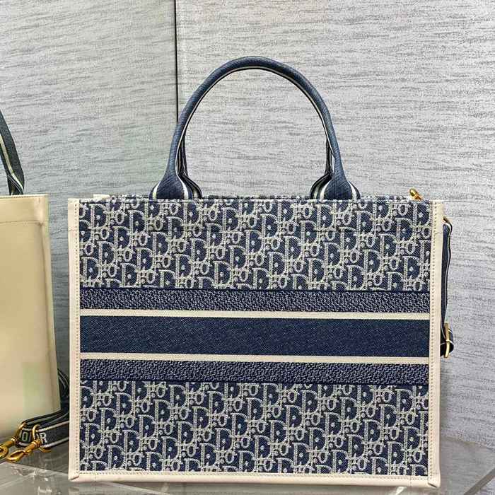 DIOR 8005 カーフレザー 刺繍、レター ホワイト、ブルー 斜め掛けバッグ、トートバッグ 中 クラシック 36.0x27.0x16.0cm サイズ:36x27x16cm