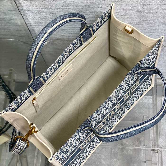 DIOR 8005 カーフレザー 刺繍、レター ホワイト、ブルー 斜め掛けバッグ、トートバッグ 中 クラシック 36.0x27.0x16.0cm サイズ:36x27x16cm