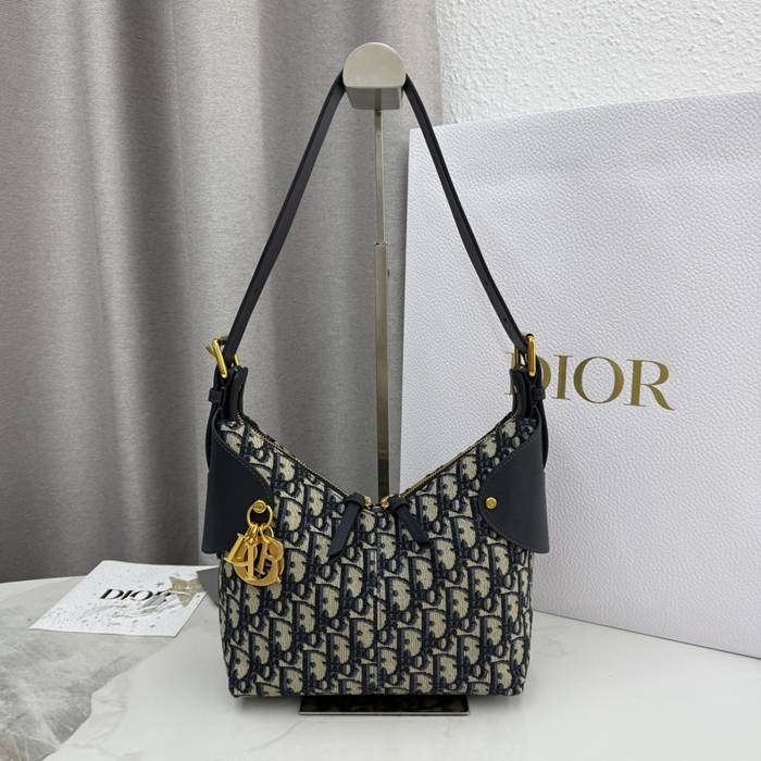 DIOR カーフレザー、レザー、オブリーク グレンチェック、プリント、レター ブルー、ゴールド、ベージュ ショルダーバッグ、ハンドバッグ、ハンドバッグ 新作 クラシック サイズ:22x15x9.5cm