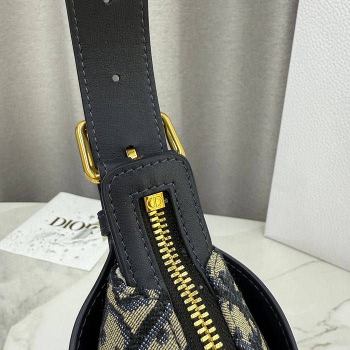 DIOR カーフレザー、レザー、オブリーク グレンチェック、プリント、レター ブルー、ゴールド、ベージュ ショルダーバッグ、ハンドバッグ、ハンドバッグ 新作 クラシック サイズ:22x15x9.5cm