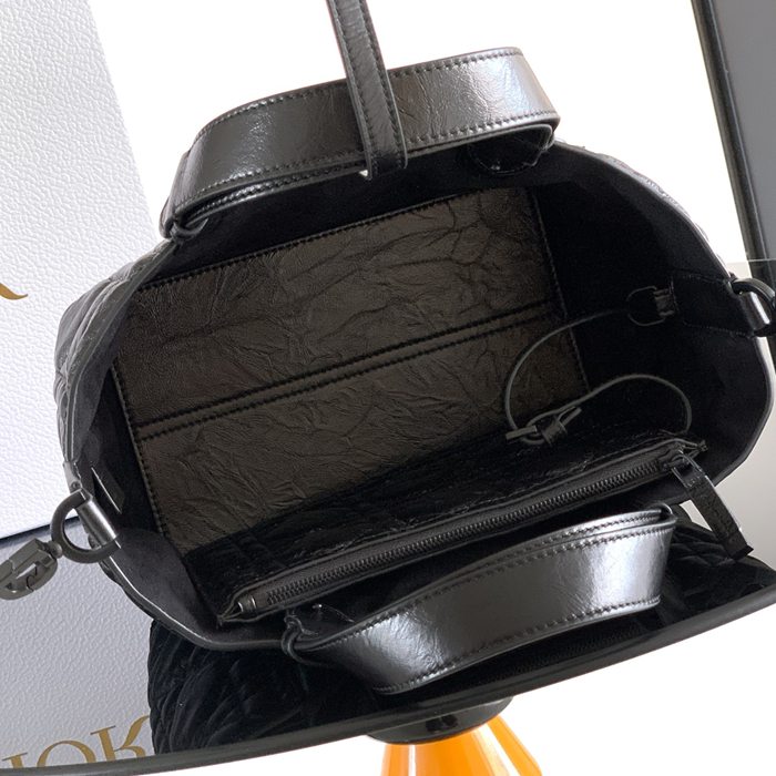 DIOR カーフレザー、レザー グレンチェック、レター ブラック、ベージュ ハンドバッグ、ハンドバッグ 小 23.0x15.5x12.0cm サイズ:23x15.5x12cm
