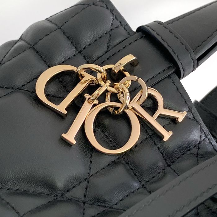 DIOR 2822 カーフレザー、レザー グレンチェック、刺繍、レター ブラック、ベージュ ハンドバッグ、ハンドバッグ、カードケース 小 新作 サイズ:23x14x12cm