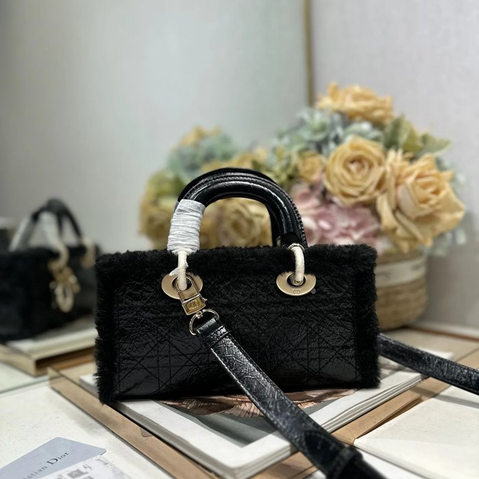 DIOR 0540 カーフレザー、スエード、レザー グレンチェック ブラック、ベージュ 斜め掛けバッグ、ショルダーバッグ、ハンドバッグ 小 22.5x12.5x5.5cm サイズ:22.5x12.5x5.5cm