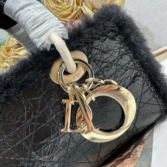 DIOR 0540 カーフレザー、スエード、レザー グレンチェック ブラック、ベージュ 斜め掛けバッグ、ショルダーバッグ、ハンドバッグ 小 22.5x12.5x5.5cm サイズ:22.5x12.5x5.5cm