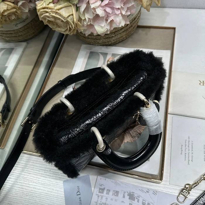 DIOR 0540 カーフレザー、スエード、レザー グレンチェック ブラック、ベージュ 斜め掛けバッグ、ショルダーバッグ、ハンドバッグ 小 22.5x12.5x5.5cm サイズ:22.5x12.5x5.5cm