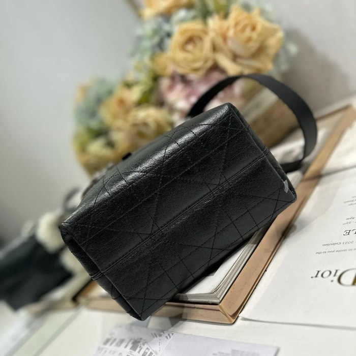 DIOR 2836 ラムレザー、レザー グレンチェック、レター ブラック、ホワイト、グレー 斜め掛けバッグ、ハンドバッグ 小 限定版 18.5x18.5x12.0cm サイズ:18.5x18.5x12cm