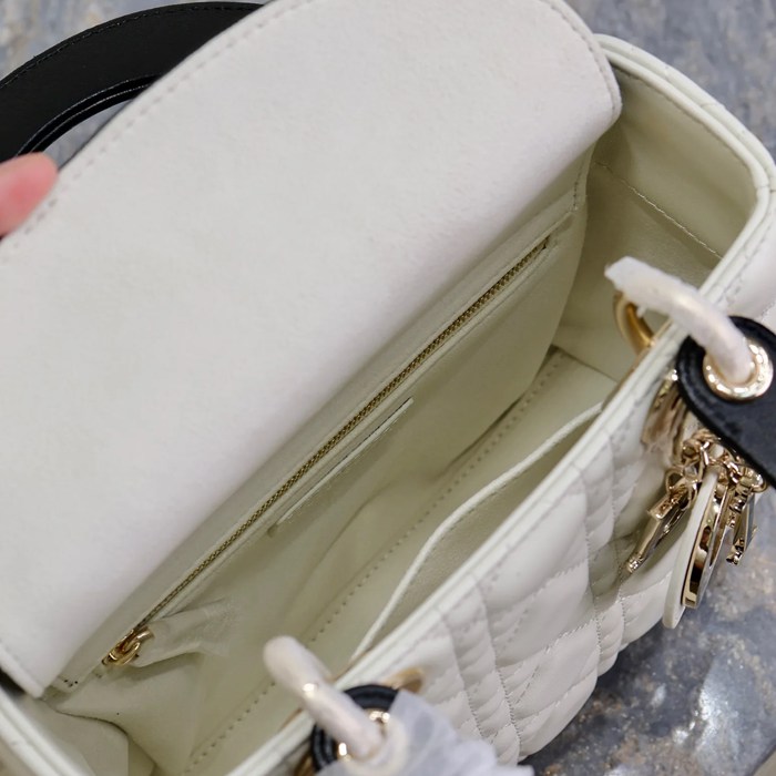 DIOR 0531 ラムレザー、スエード、レザー グレンチェック、レター、パッチワーク ブラック、ホワイト、ゴールド 斜め掛けバッグ、ショルダーバッグ、ハンドバッグ クラシック サイズ:20x16.5cm