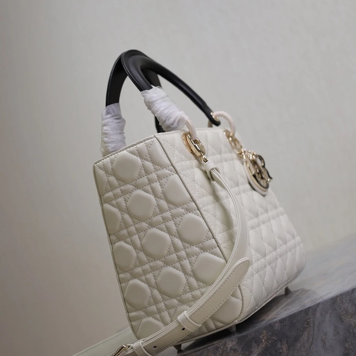 DIOR 0565 ラムレザー、スエード、レザー グレンチェック、レター、パッチワーク ブラック、ホワイト、ゴールド 斜め掛けバッグ、ショルダーバッグ、ハンドバッグ クラシック サイズ:24x20x11cm
