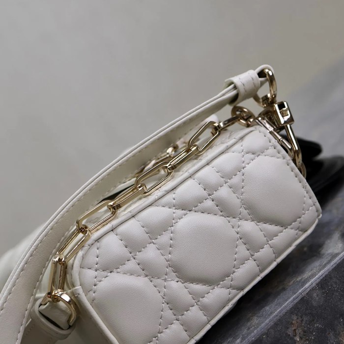 DIOR 0540 ラムレザー パッチワーク ブラック、ホワイト 斜め掛けバッグ、ショルダーバッグ、ハンドバッグ 小 クラシック 22.5x11.5x6.0cm サイズ:22.5x11.5cm