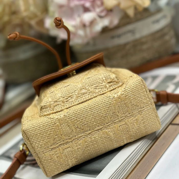 DIOR 3372 編み グレンチェック、レター ゴールド、ベージュ 斜め掛けバッグ、バケツバッグ 新作 ヴィンテージ 15.0x14.0x7.0cm サイズ:15x14cm