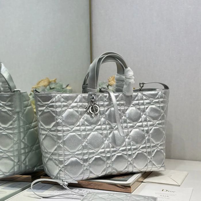 DIOR 1188 カーフレザー、レザー グレンチェック、レター シルバー、ベージュ 斜め掛けバッグ、ショルダーバッグ、ハンドバッグ 大 37.0x28.5x20.0cm サイズ:37x28.5x20cm