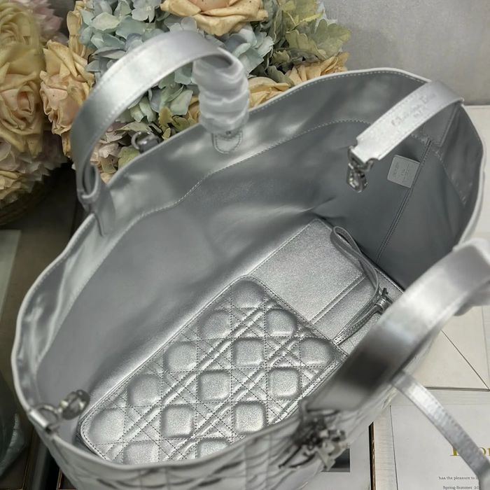 DIOR 1188 カーフレザー、レザー グレンチェック、レター シルバー、ベージュ 斜め掛けバッグ、ショルダーバッグ、ハンドバッグ 大 37.0x28.5x20.0cm サイズ:37x28.5x20cm