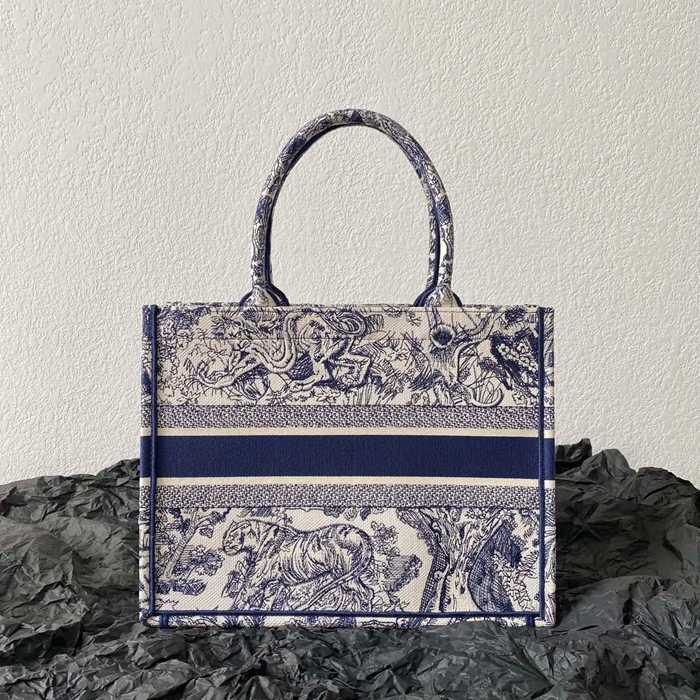 DIOR 刺繍、モノグラム、フラワー ブルー、グレー ハンドバッグ、トートバッグ 中 ヴィンテージ 36.0x27.0x16.0cm サイズ:36x27x16cm