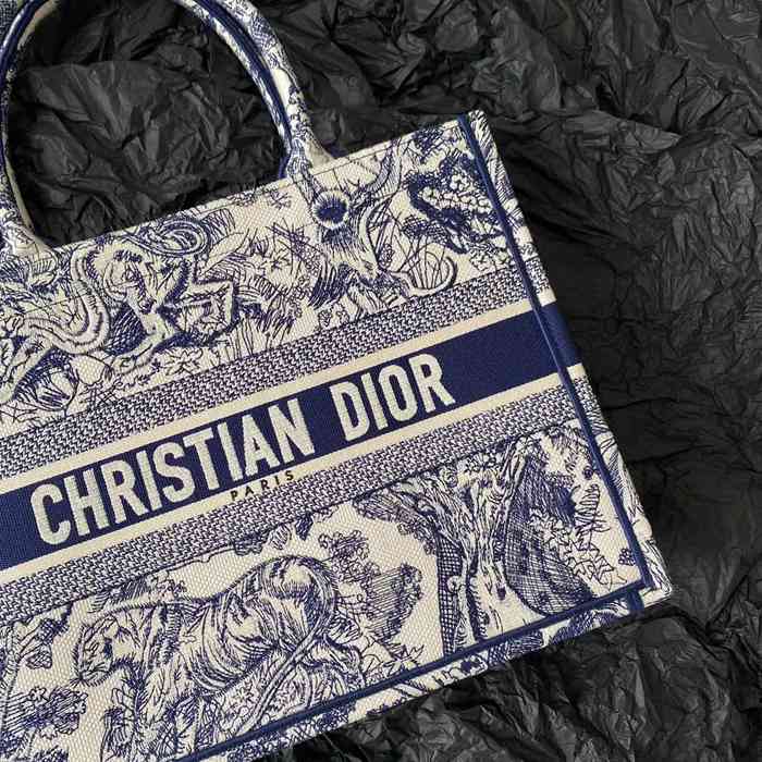 DIOR 刺繍、モノグラム、フラワー ブルー、グレー ハンドバッグ、トートバッグ 中 ヴィンテージ 36.0x27.0x16.0cm サイズ:36x27x16cm