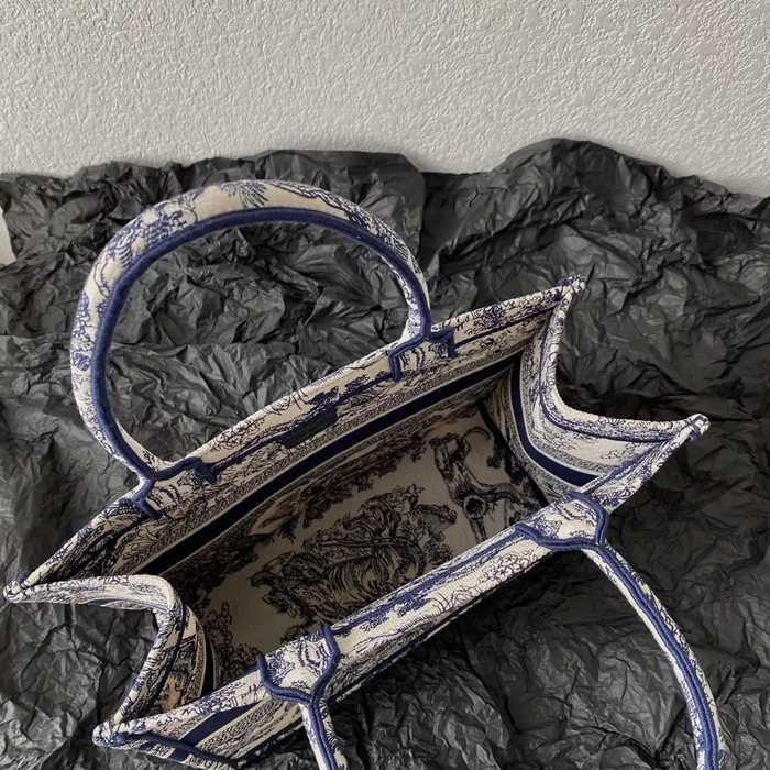 DIOR 刺繍、モノグラム、フラワー ブルー、グレー ハンドバッグ、トートバッグ 中 ヴィンテージ 36.0x27.0x16.0cm サイズ:36x27x16cm