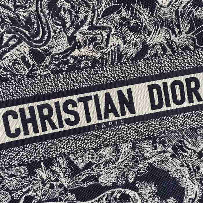 DIOR 8001 刺繍 ブラック、ホワイト ハンドバッグ、トートバッグ 大 ヴィンテージ 41.5x35.0x18.0cm サイズ:41.5x35x18cm