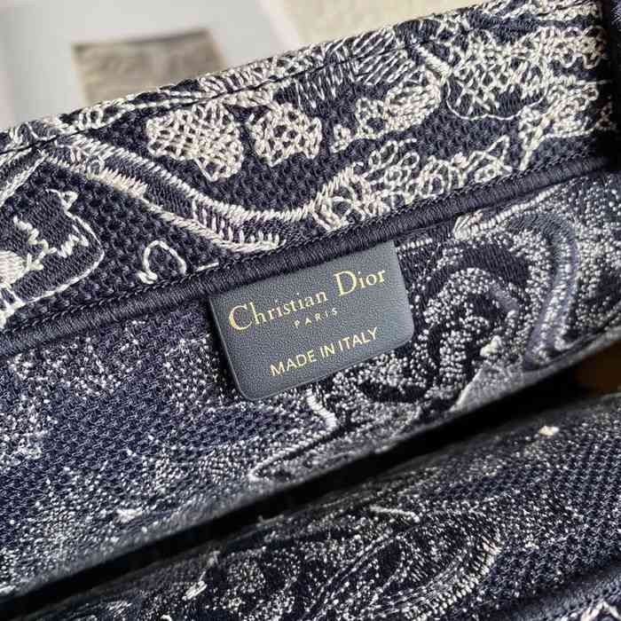 DIOR 8001 刺繍 ブラック、ホワイト ハンドバッグ、トートバッグ 大 ヴィンテージ 41.5x35.0x18.0cm サイズ:41.5x35x18cm