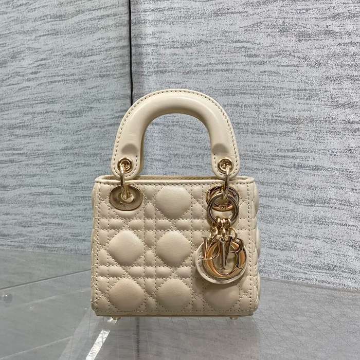 DIOR ラムレザー レター レッド、ゴールド、ベージュ 斜め掛けバッグ、カードケース ミニ 12.0x10.0x5.0cm サイズ:12x10x5cm