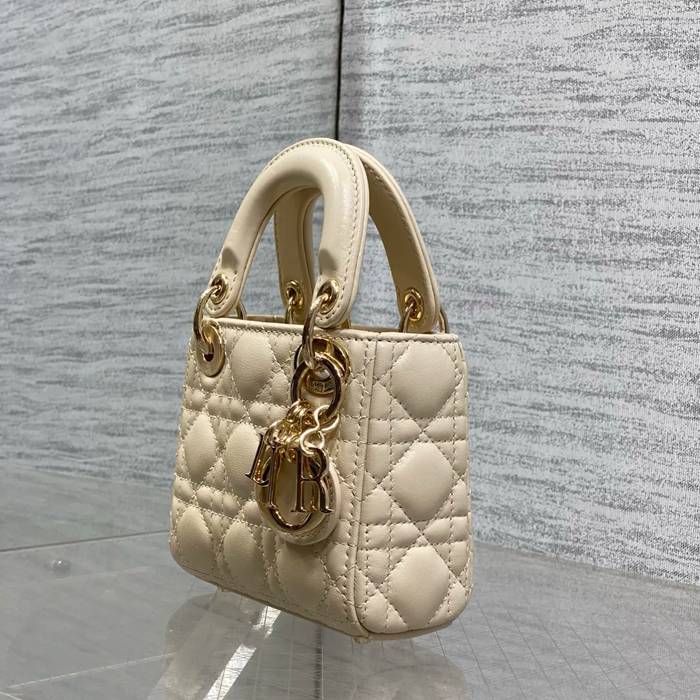 DIOR ラムレザー レター レッド、ゴールド、ベージュ 斜め掛けバッグ、カードケース ミニ 12.0x10.0x5.0cm サイズ:12x10x5cm