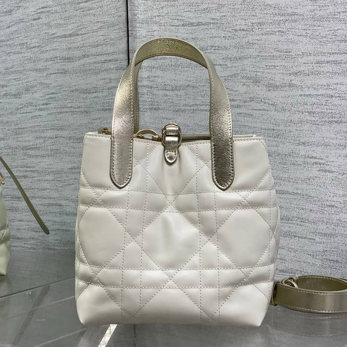 DIOR ホワイト、ゴールド、シルバー 斜め掛けバッグ、ハンドバッグ 小 限定版 18.0x16.0x12.0cm サイズ:18x16x12cm