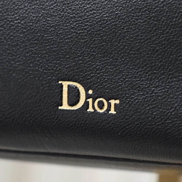 DIOR 3900 ラムレザー、レザー、オブリーク プリント、レター、リボン ブラック 斜め掛けバッグ、ショルダーバッグ、ハンドバッグ サイズ:20x11cm