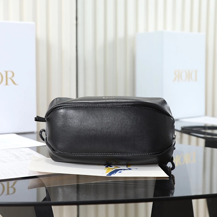 DIOR 3900 ラムレザー、レザー、オブリーク プリント、レター、リボン ブラック 斜め掛けバッグ、ショルダーバッグ、ハンドバッグ サイズ:20x11cm