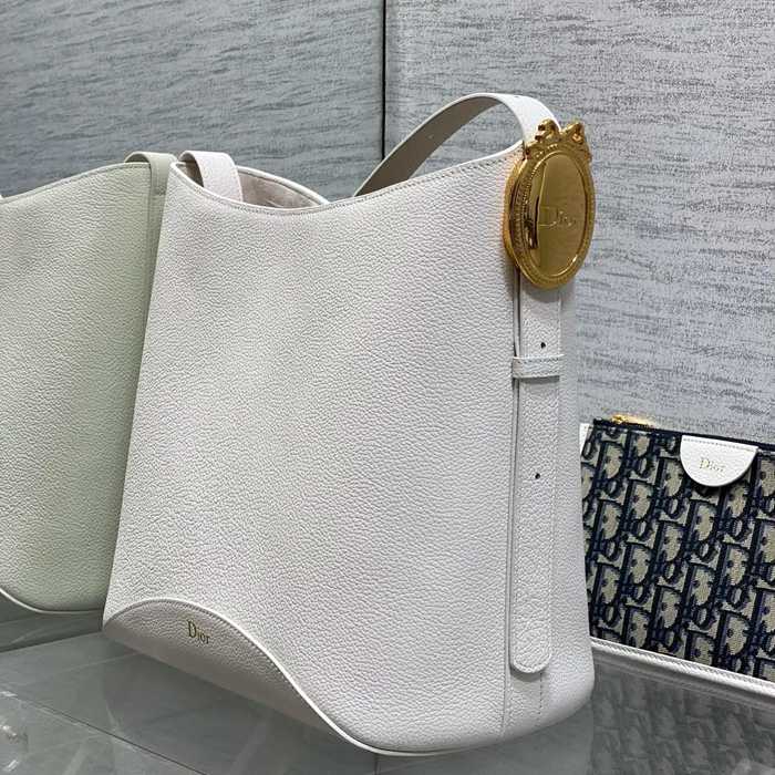 DIOR カーフレザー、レザー レター ホワイト、ゴールド ショルダーバッグ、バケツバッグ 新作 クラシック 26.5x26.0x15.0cm サイズ:26.5x26x15cm