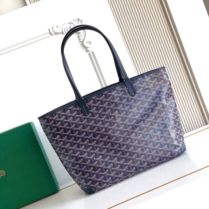 GOYARD 5508 レザー ブルー ショルダーバッグ、トートバッグ、ハンドバッグ サンルイ、レザー、小 サイズ:41/30×25×13cm