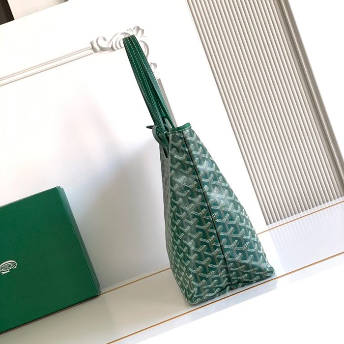 GOYARD 6603 キャンバス、レザー グリーン ショルダーバッグ、ハンドバッグ サンルイ、ゴヤルディン、キャンバス 34x28x15cm サイズ:34x28x15cm