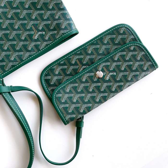 GOYARD 6603 キャンバス、レザー グリーン ショルダーバッグ、ハンドバッグ サンルイ、ゴヤルディン、キャンバス 34x28x15cm サイズ:34x28x15cm
