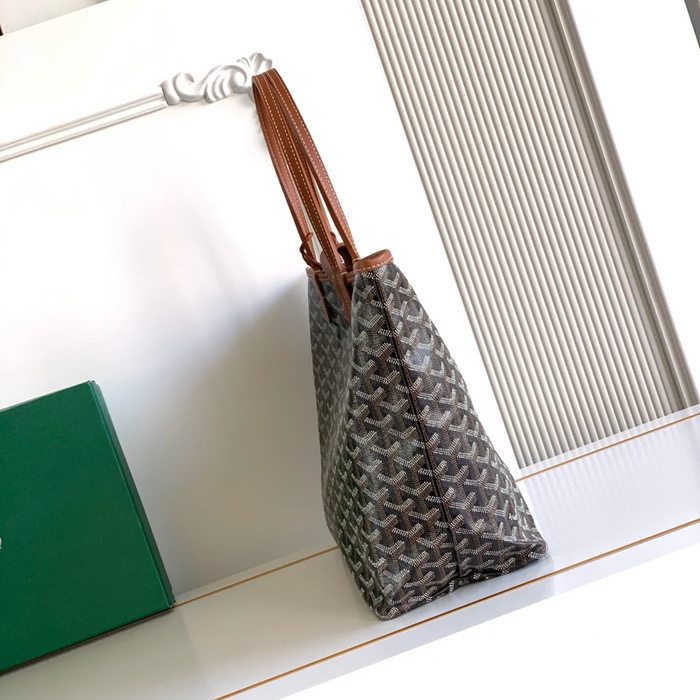 GOYARD 6603 キャンバス、レザー ブラウン ショルダーバッグ、ハンドバッグ サンルイ、ゴヤルディン、キャンバス 34x28x15cm サイズ:34x28x15cm