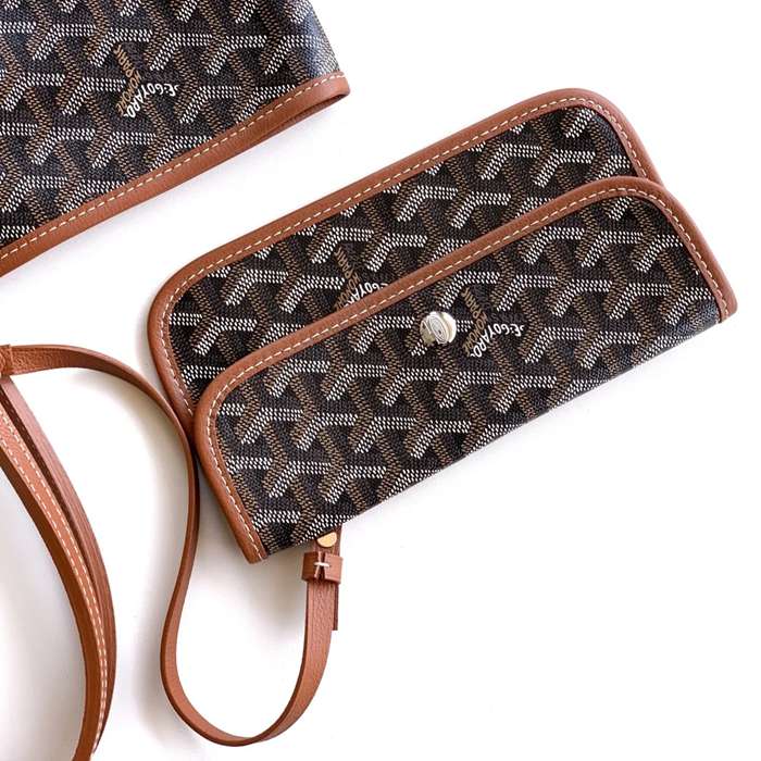 GOYARD 6603 キャンバス、レザー ブラウン ショルダーバッグ、ハンドバッグ サンルイ、ゴヤルディン、キャンバス 34x28x15cm サイズ:34x28x15cm