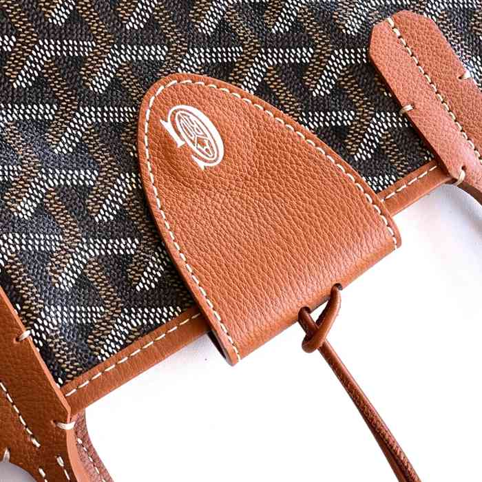 GOYARD 6603 キャンバス、レザー ブラウン ショルダーバッグ、ハンドバッグ サンルイ、ゴヤルディン、キャンバス 34x28x15cm サイズ:34x28x15cm