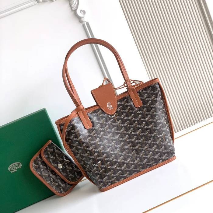 GOYARD S5503 キャンバス、レザー ブラウン ショルダーバッグ、ミニバッグ、ハンドバッグ キャンバス、レザー、ミニ 20x20x10cm サイズ:20x20x10cm
