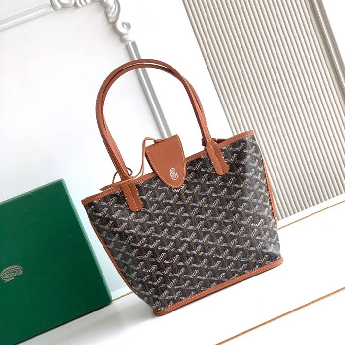 GOYARD S5503 キャンバス、レザー ブラウン ショルダーバッグ、ミニバッグ、ハンドバッグ キャンバス、レザー、ミニ 20x20x10cm サイズ:20x20x10cm