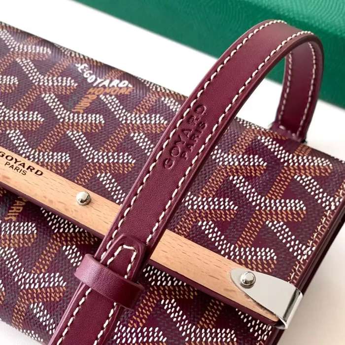 GOYARD 6112 キャンバス、レザー イエロー ハンドバッグ、木製バッグ、ミニバッグ モンテカルロ、キャンバス、木製 サイズ:9X3.3X10cm